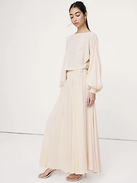 Smocked Georgette Maxi Skirt