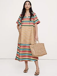 Linen Trapeze Midi Dress