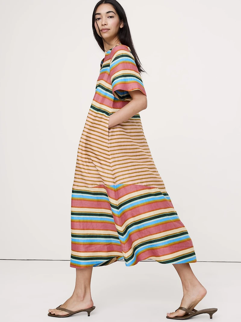 Linen Trapeze Midi Dress