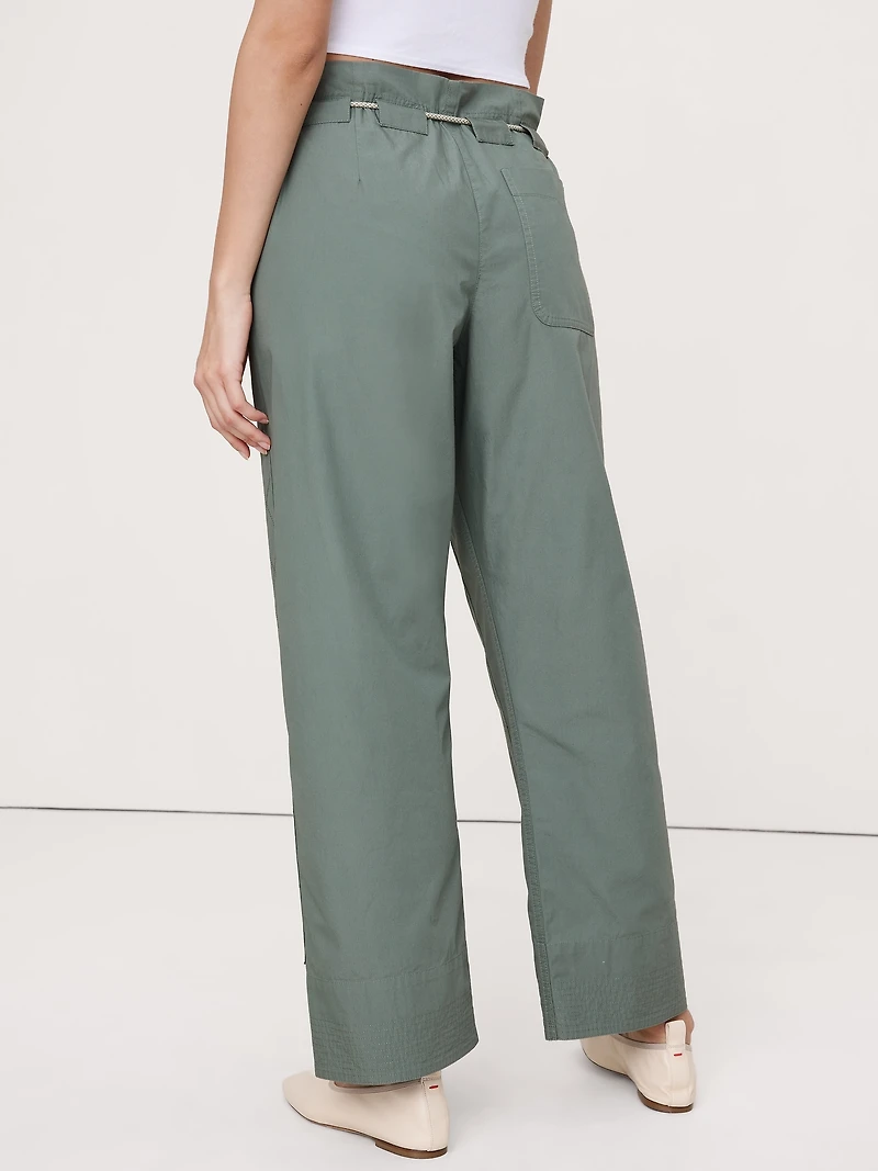 Mid-Rise Cotton Poplin Drawstring Pant