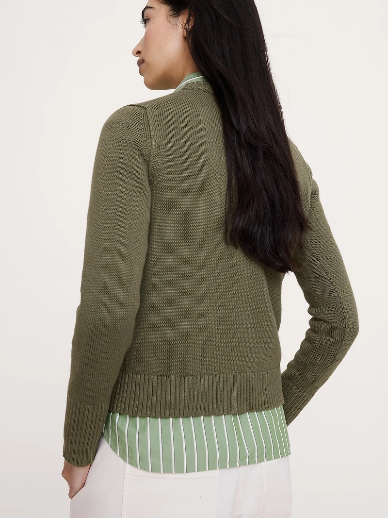 Larkspur Cotton-Silk Crew-Neck Sweater