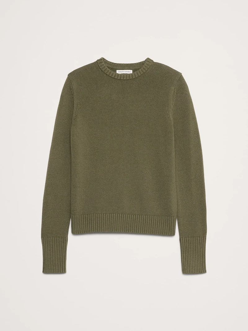 Larkspur Cotton-Silk Crew-Neck Sweater