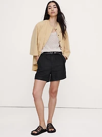 3.5" Linen Double-Waistband Shorts