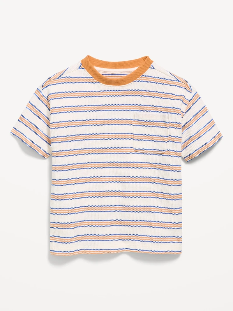 Oversized Short-Sleeve Waffle-Knit T-Shirt for Toddler Boys