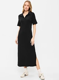 Short-Sleeve Polo Midi Dress