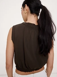Smocked Georgette Cropped Tank