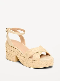 Raffia Platform Sandals for Women