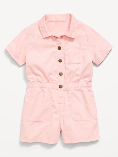 Short-Sleeve Utility Romper for Toddler Girls