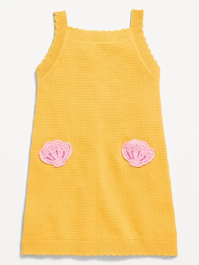 Sleeveless Sweater-Knit Embroidered Dress for Toddler Girls