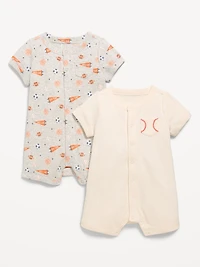 Short-Sleeve Ribbed Pocket One-Piece Romper 2-Pack for Baby