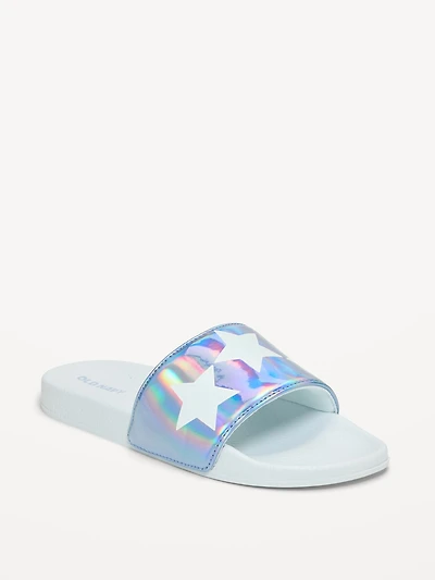 Faux-Leather Pool Slide Sandals for Girls