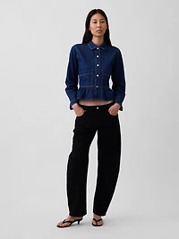 Denim Fitted Peplum Top