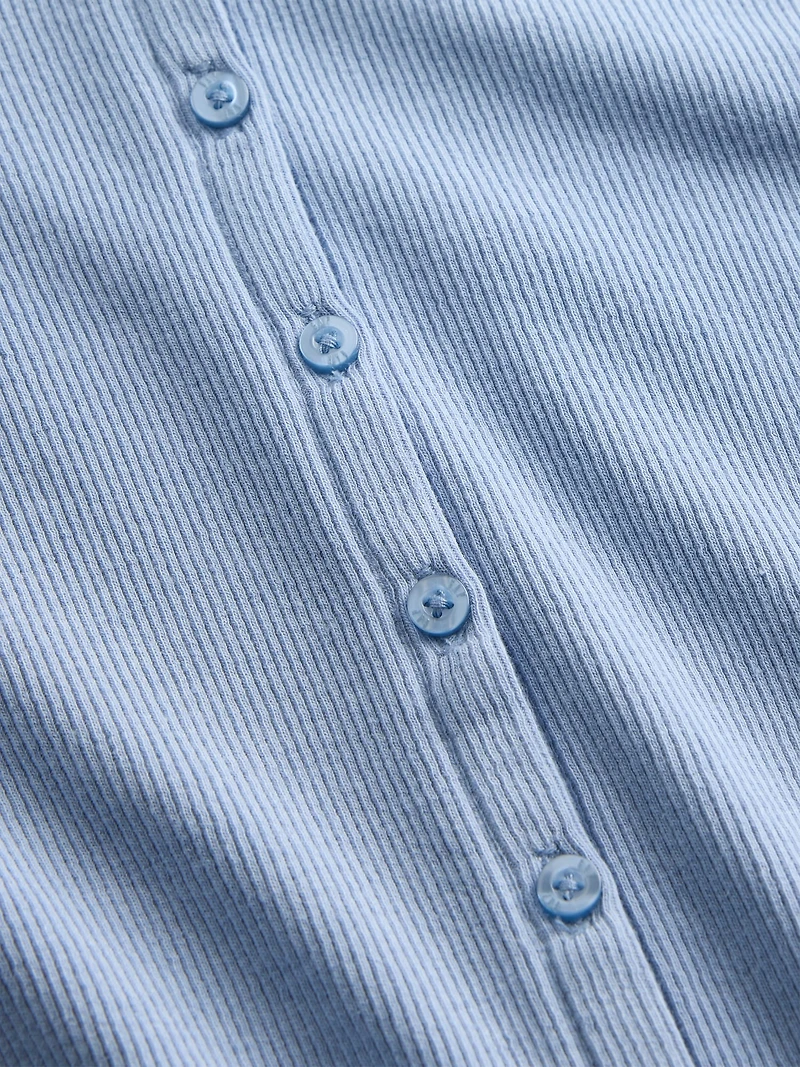 Modern Rib Button-Front Crew T-Shirt