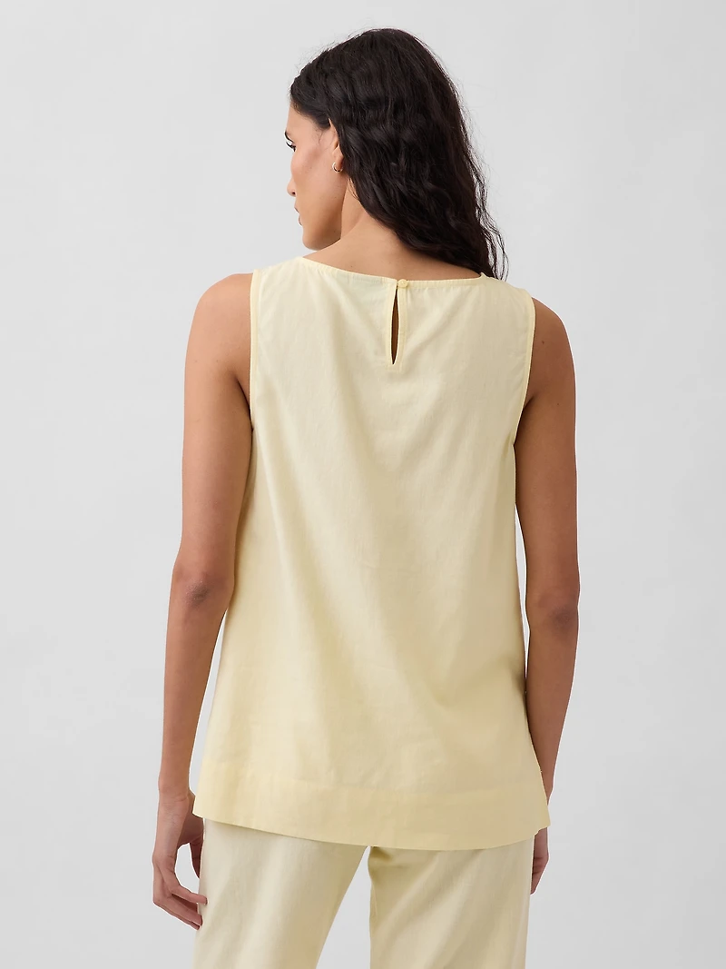 Linen-Blend Shell Tank Top