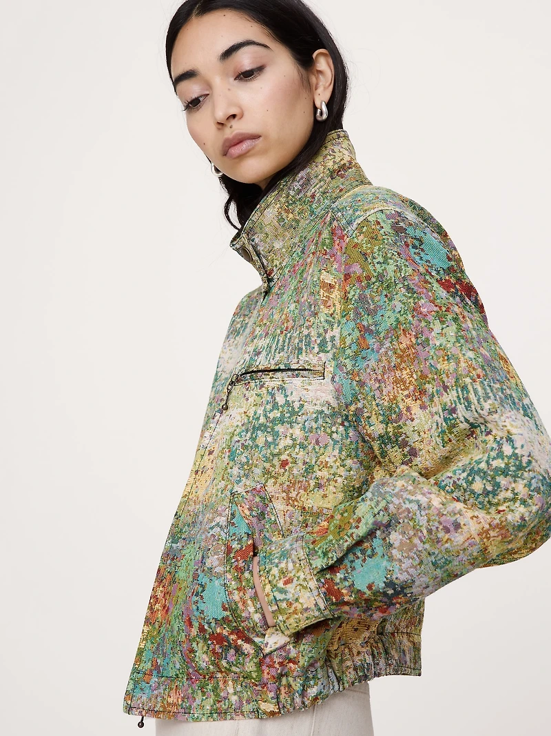 Floral Jacquard Bomber Jacket