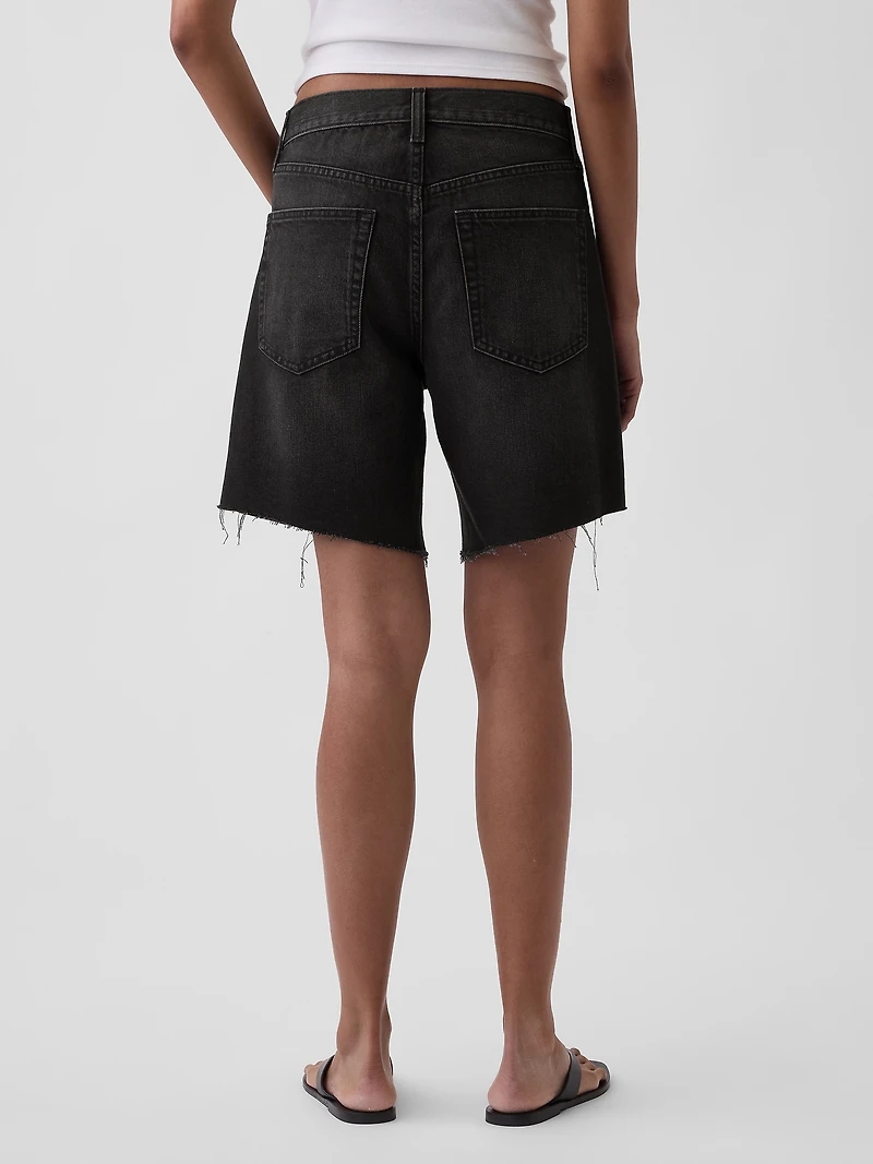 8" Mid Rise Loose Denim Bermuda Shorts
