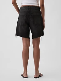 8" Mid Rise Loose Denim Bermuda Shorts