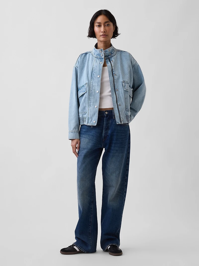 Oversized Denim Bomber Jacket