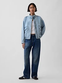 Oversized Denim Bomber Jacket