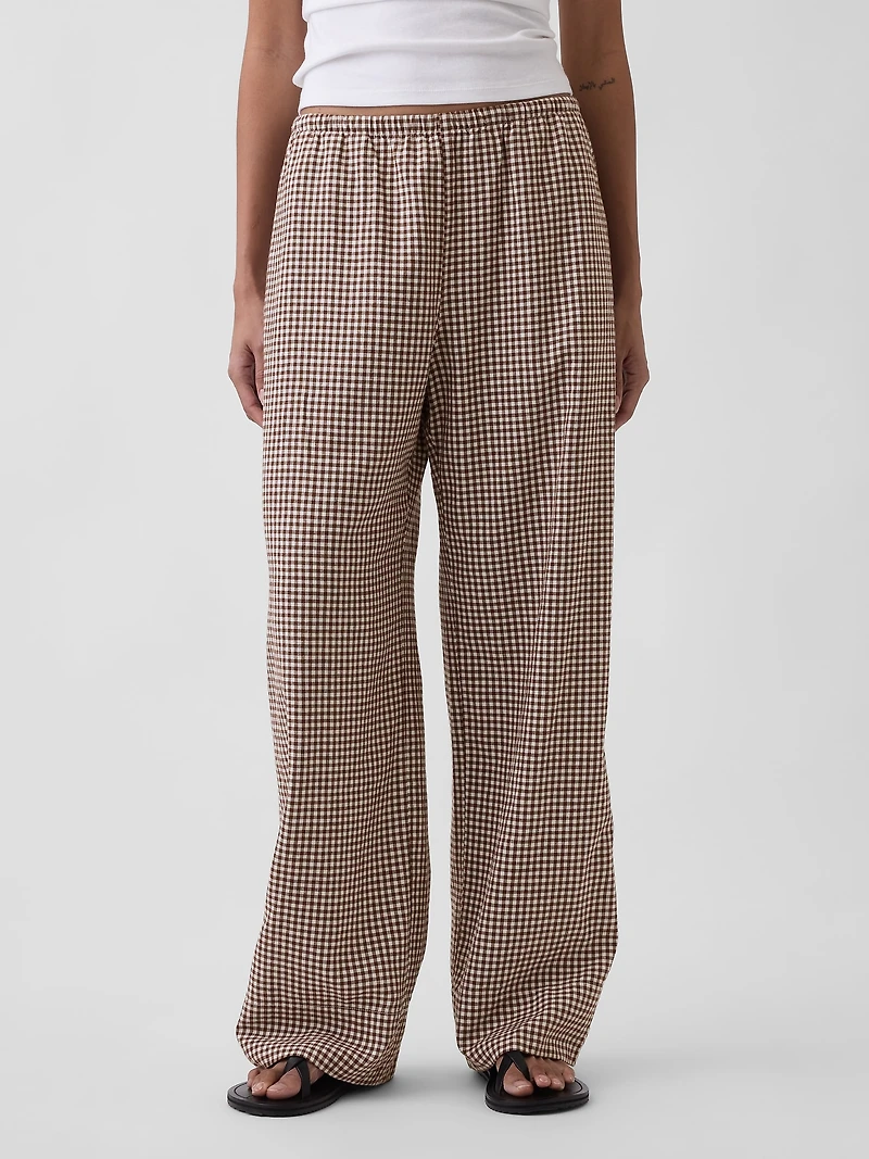 Linen-Blend Easy Wide-Leg Pants