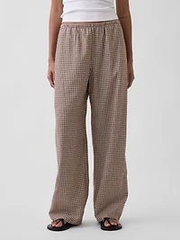 Linen-Blend Easy Wide-Leg Pants