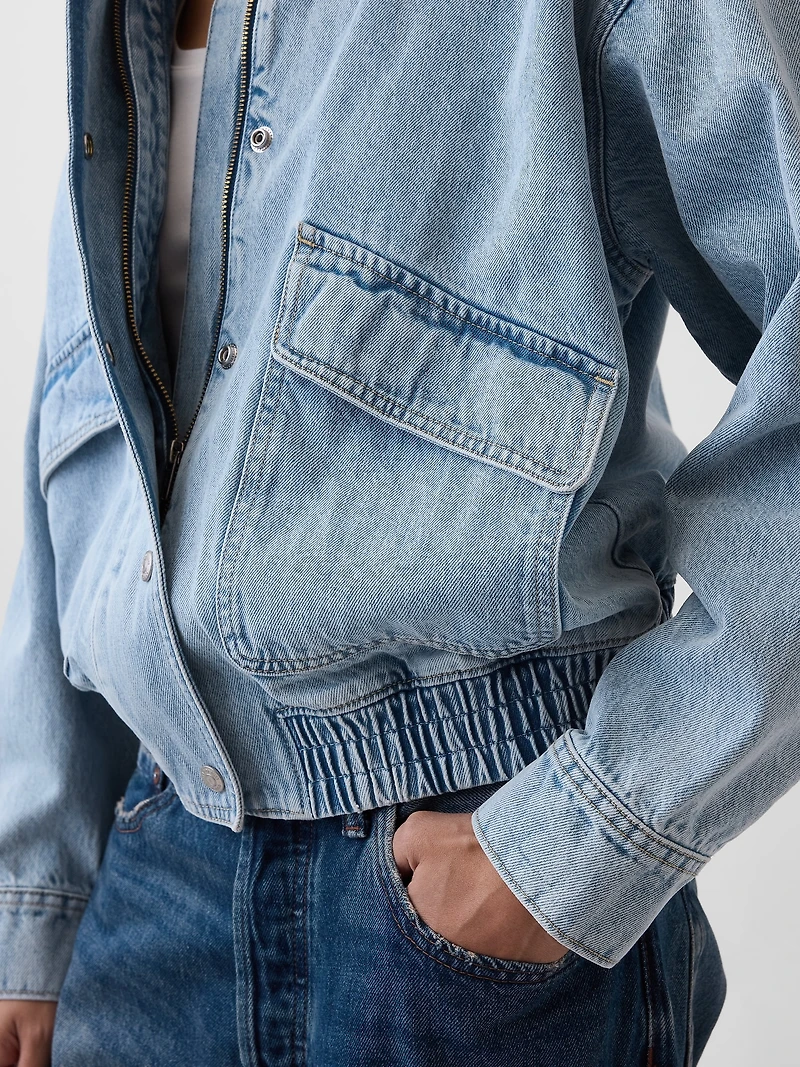 Oversized Denim Bomber Jacket