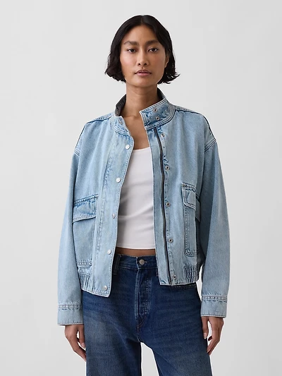 Oversized Denim Bomber Jacket