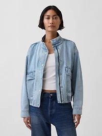 Oversized Denim Bomber Jacket