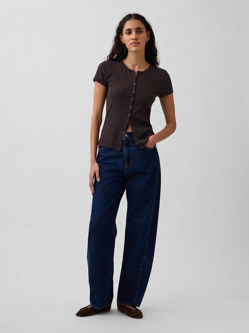 Modern Rib Button-Front Crew T-Shirt