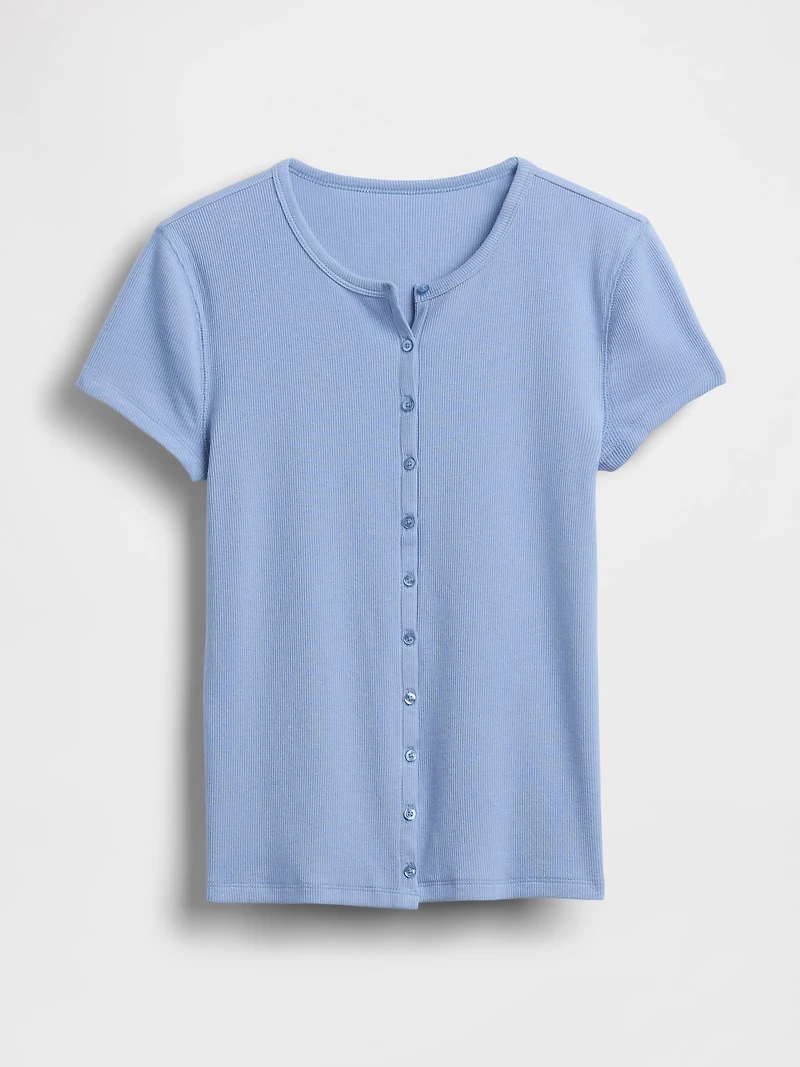 Modern Rib Button-Front Crew T-Shirt
