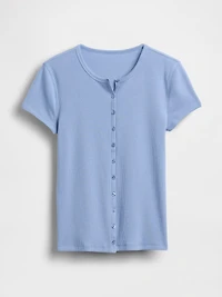 Modern Rib Button-Front Crew T-Shirt