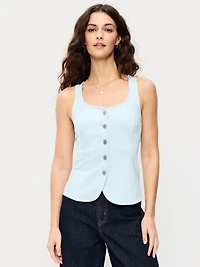 Sleeveless Button-Down Top