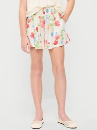 Printed Smocked-Waist Linen-Blend Shorts for Girls