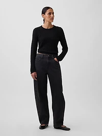 100% Cotton Pointelle Crop Sweater