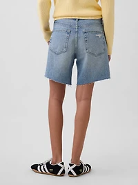 8" Mid Rise Loose Denim Bermuda Shorts