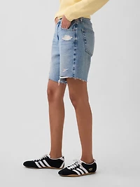 8" Mid Rise Loose Denim Bermuda Shorts