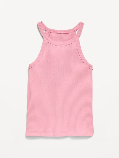 Fitted Ribbed Halter Tank Top for Toddler Girls
