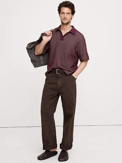 Relaxed-Fit Waffle-Knit Polo