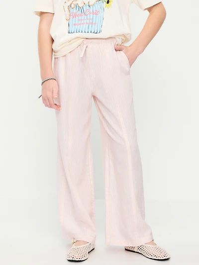 Striped Linen-Blend Wide-Leg Pants for Girls
