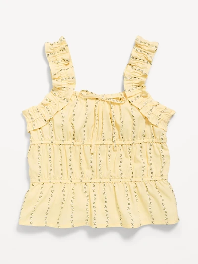 Printed Sleeveless Ruffled Top for Girls