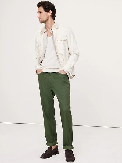 Straight Linen-Cotton Traveler Pant
