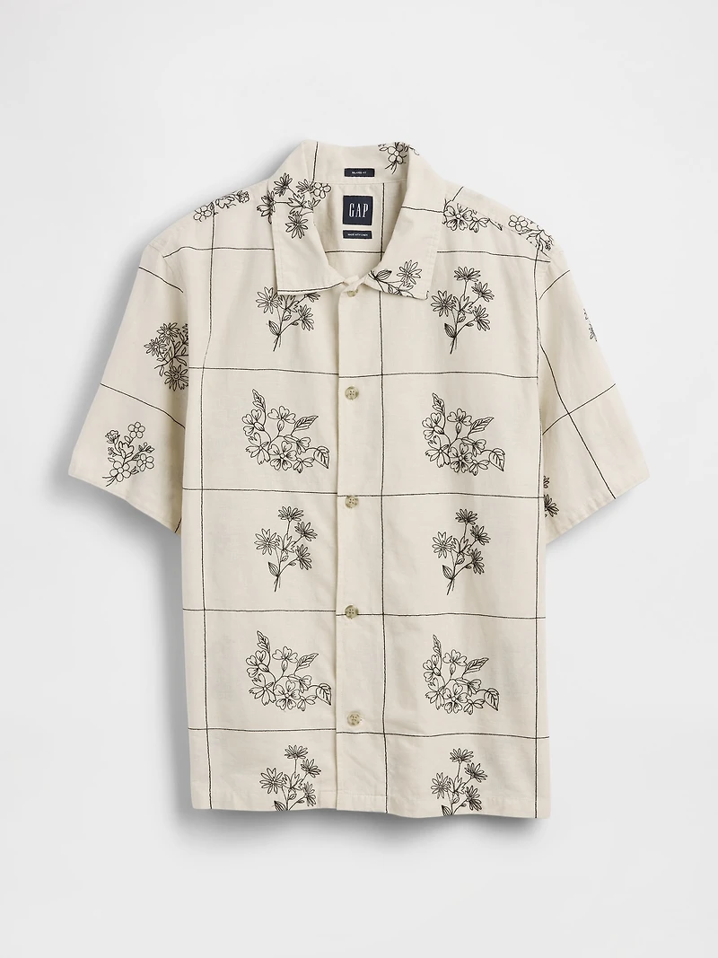 Linen-Cotton Relaxed Straight-Hem Shirt