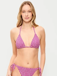 Pique Triangle String Bikini Swim Top