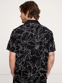 Standard-Fit Embroidered Linen Resort Shirt