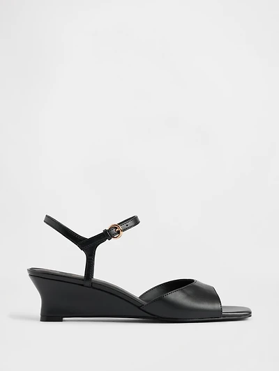 Vegan Leather Wedge Sandals