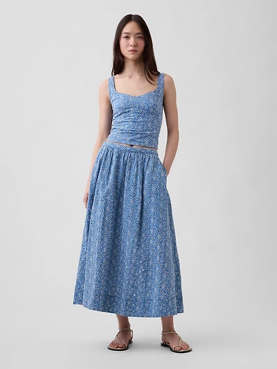 High Rise Eyelet Maxi Skirt