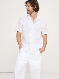 Standard-Fit Embroidered Linen Resort Shirt