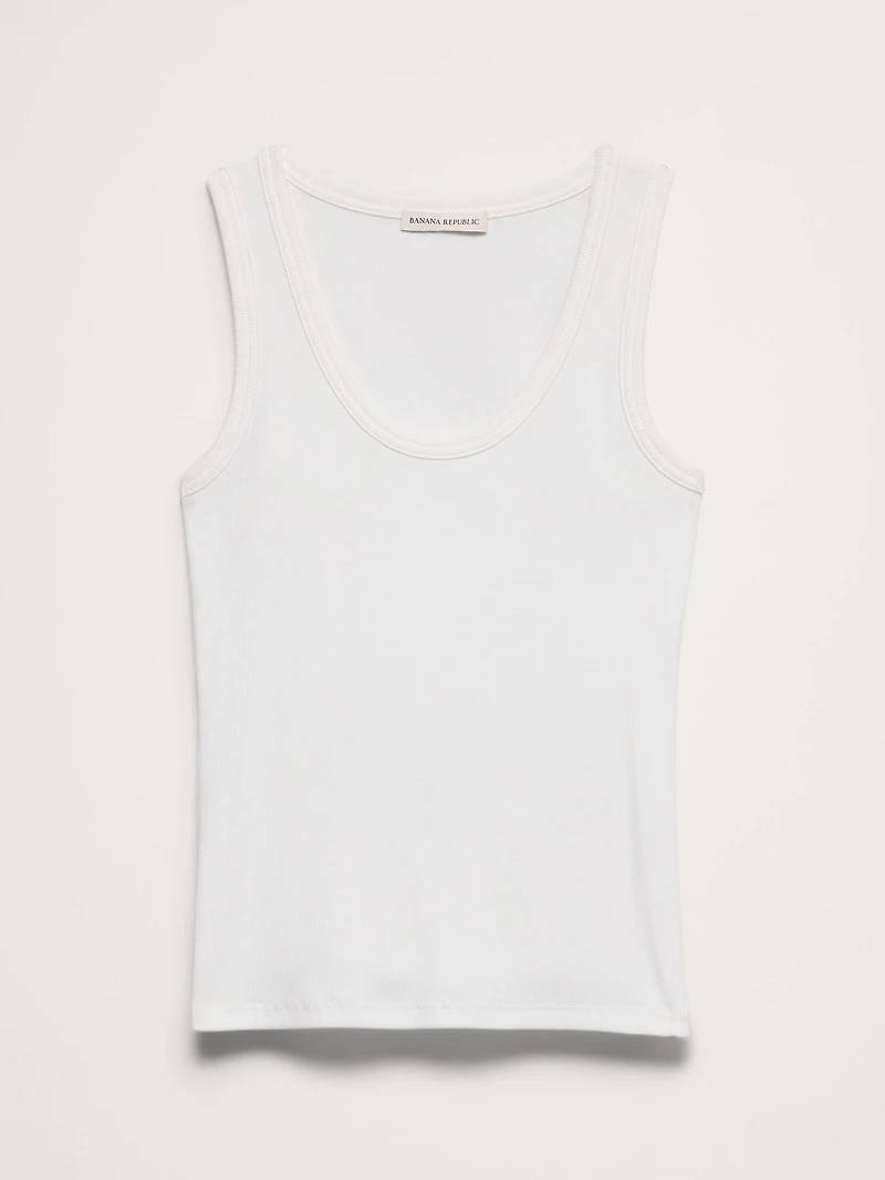 Ribbed Scoop-Neck Tank