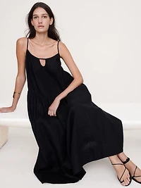 Linen Drop-Waist Maxi Dress