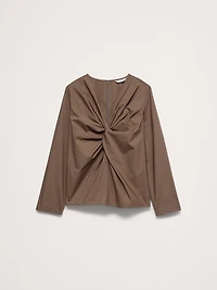 Cotton Poplin Twist-Front Top
